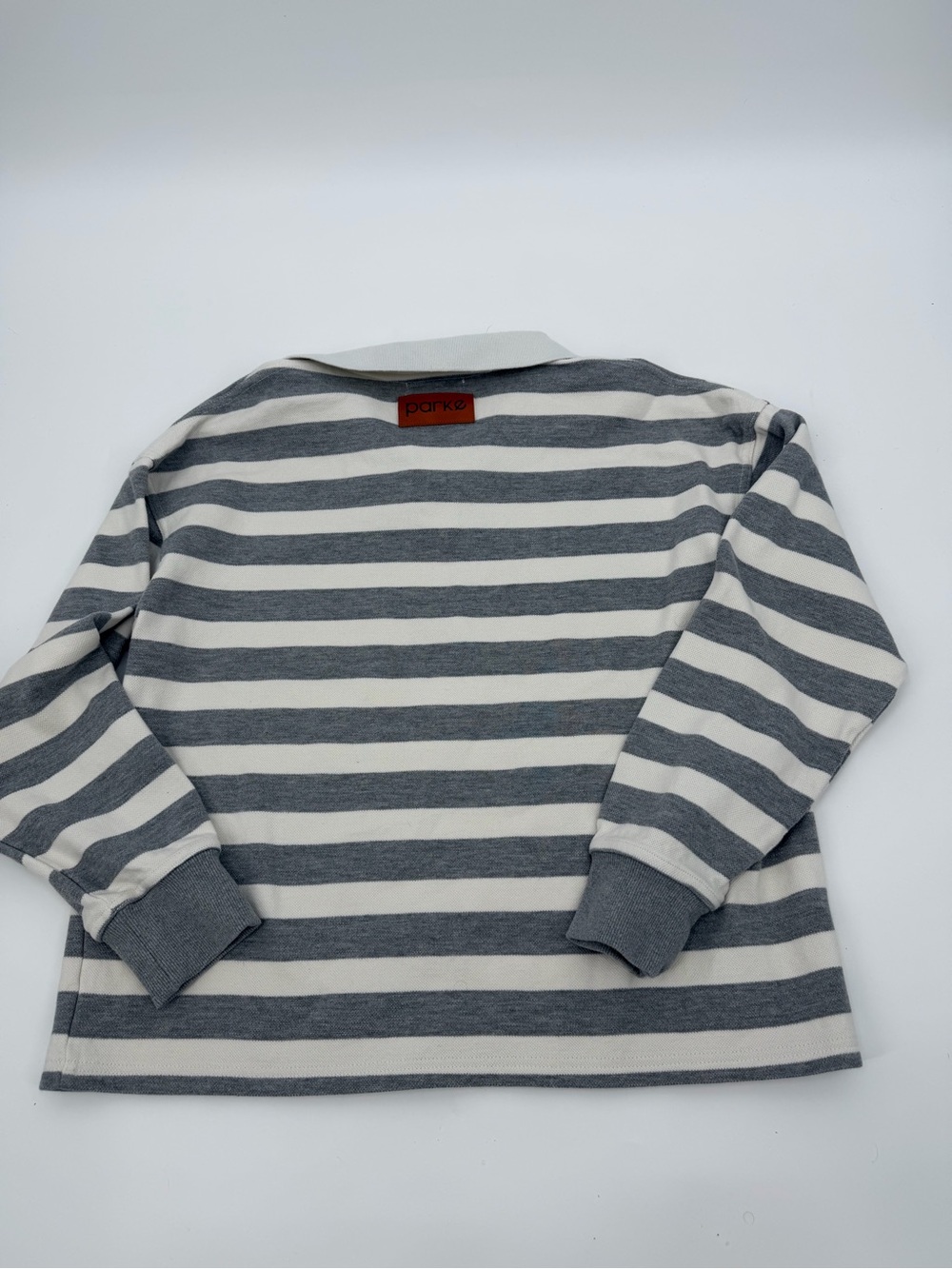 Parke by Chelsea Parke Sweat Rugby Striped Polo Shirt Gray L/XL - Picture 3 of 7